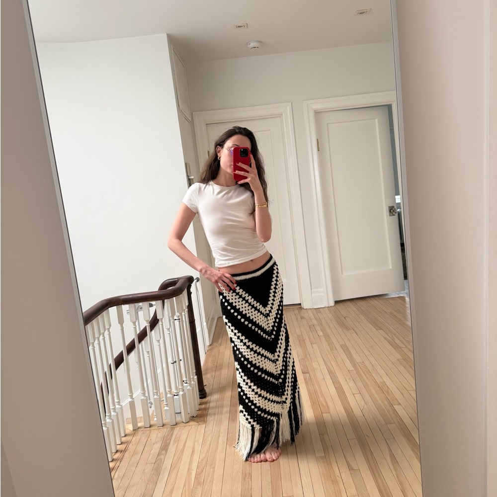 Black and White Chevron Maxi Skirt